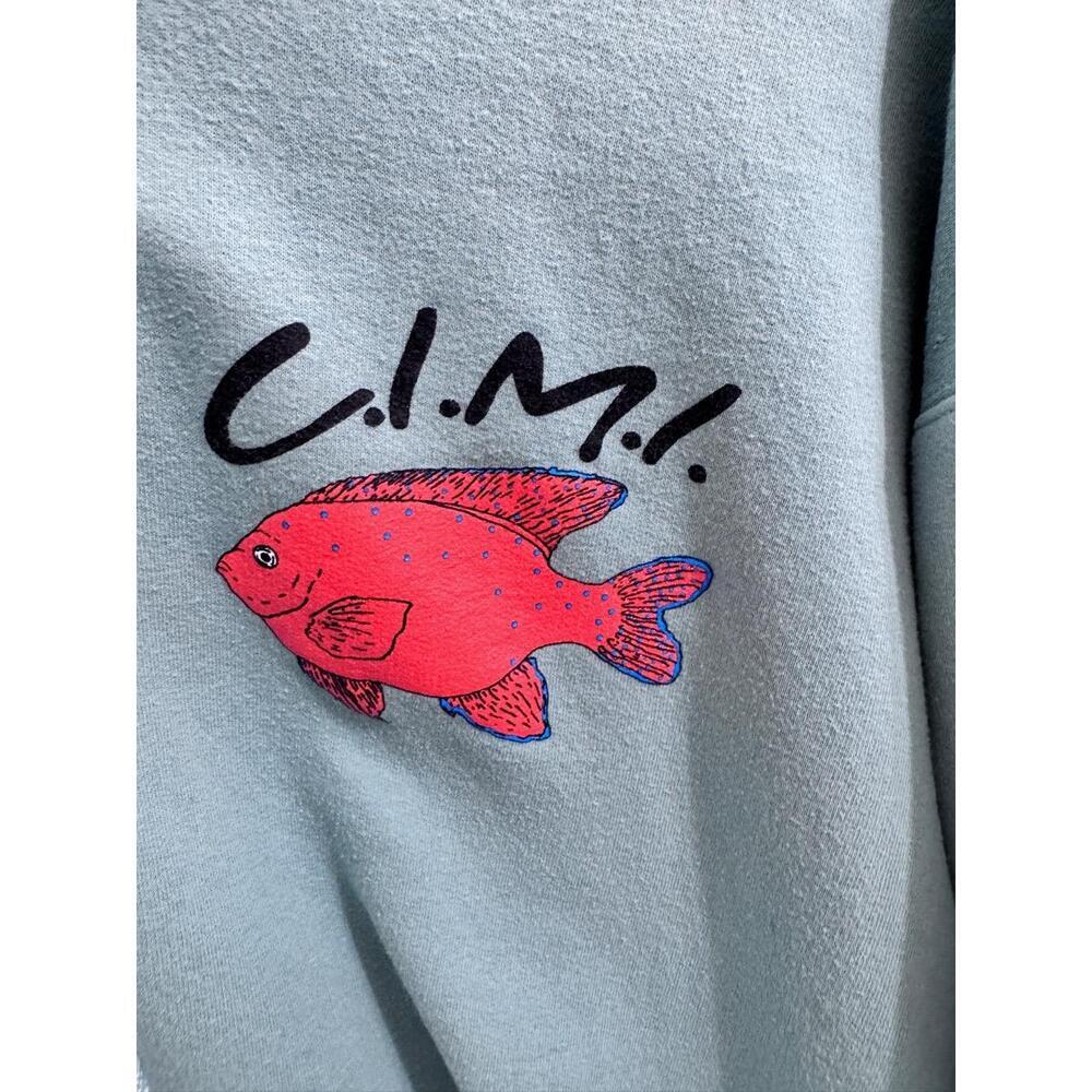 Gildan Grey Graphic Print CIMI Logo Catalina Island Marine Institute Hoodie L - Picture 4 of 8